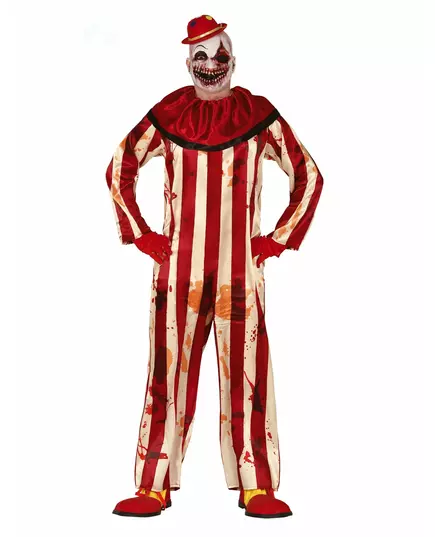 Rood en wit horror clown kostuum voor mannen, Maat: Medium (48–50)