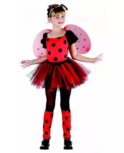 Rode en roze lieveheersbeestje outfit voor meisjes, Maat: 4–6 jaar (110–120 cm)