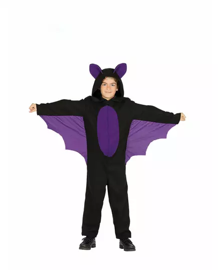 Déguisement combinaison chauve-souris noir et violet garçon, Taille: 3–4 ans (95–105 cm)