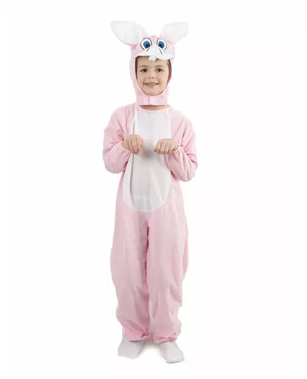 Schattig roze en wit konijnenkostuum voor kinderen, Maat: 7–9 jaar (120–130 cm)