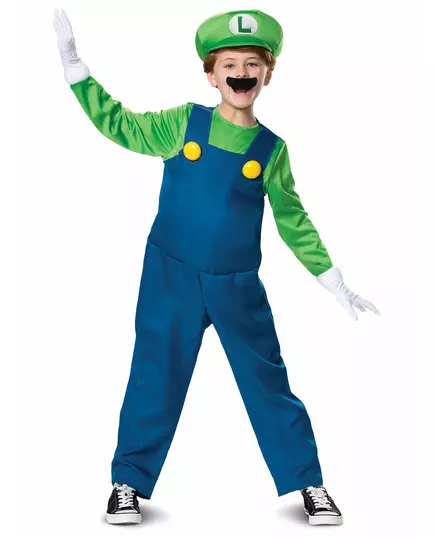 Luigi™ Deluxe verkleedpak voor kinderen, Maat: 5–6 jaar (109–126 cm)
