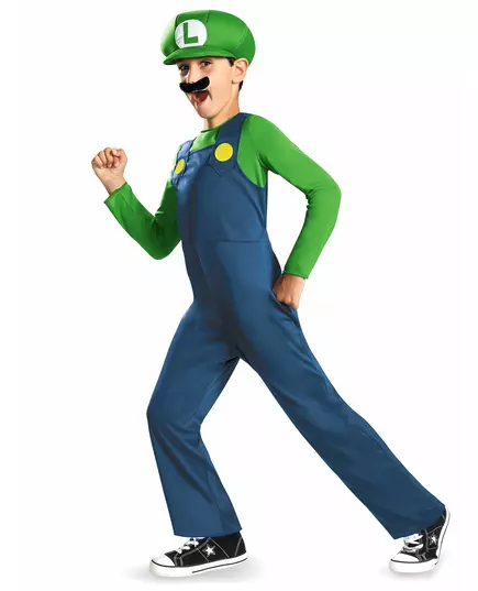Luigi™ kostuum voor kinderen, Maat: 5–6 jaar (109–126 cm)