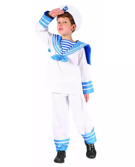 Déguisement marin bleu et blanc garçon, Taille: 4–6 ans (110–120 cm)