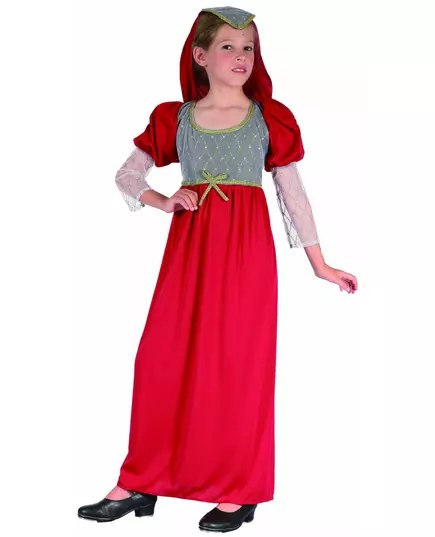 Middeleeuwse hofprinses outfit voor meisjes, Maat: 4–6 jaar (110–120 cm)