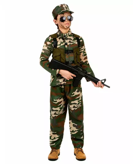 Déguisement militaire vert garçon, Taille: 4–6 ans (110–120 cm)