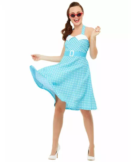 Retro blauwe pin-up vermomming voor vrouwen