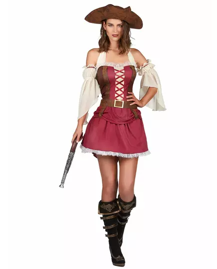 Déguisement pirate bordeaux sexy femme, Taille: Small