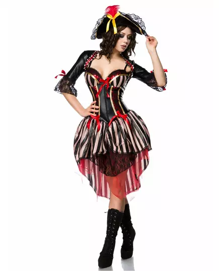 Sexy luxe rood korset piratenkostuum voor dames