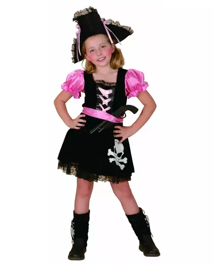 Girly piraten outfit voor meisjes, Maat: 4–6 jaar (110–120 cm)