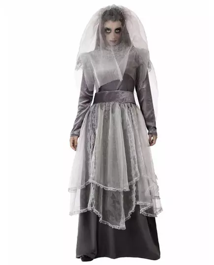 Déguisement mariée funèbre grise femme, Taille: X-Small/Small