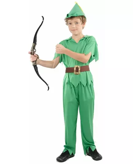 Lichtgroen Robin hood pak voor jongens, Maat: 4–6 jaar (110–120 cm)