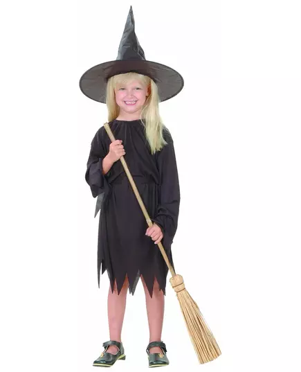 Déguisement noir de sorcière fille Halloween, Taille: 4–6 ans (110–120 cm)
