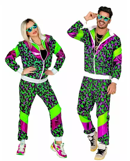 Déguisement survêtement imprimé léopard fluo adulte, Taille: Small