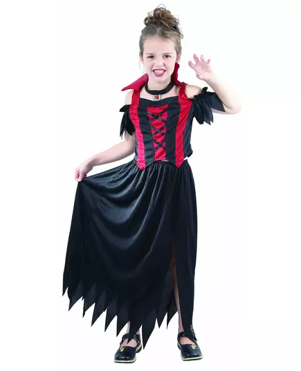 Déguisement vampire rouge fille Halloween, Taille: 4–6 ans (110–120 cm)