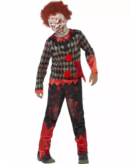 Déguisement zombie clown enfant Halloween, Taille: 7–9 ans (130/143 cm)