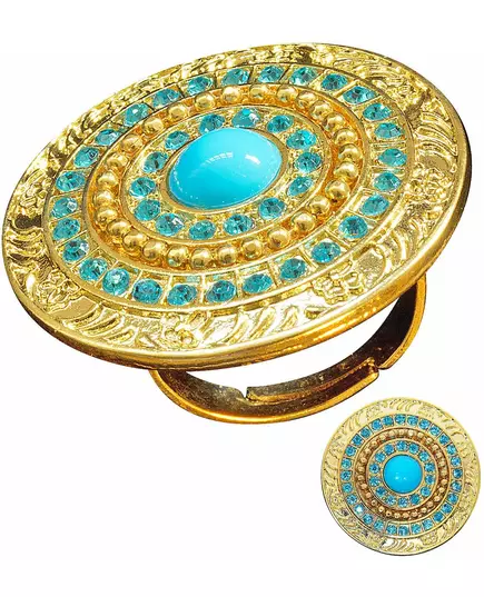 Bague dorée avec pierres bleues femme
