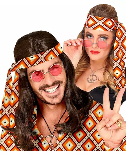 Jaren 70 hippie ruiten hoofdband voor volwassenen