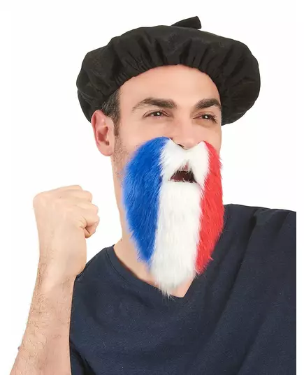 Driekleurige Frankrijk baard voor volwassenen