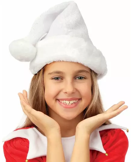 Bonnet de Père Noël blanc argent enfant