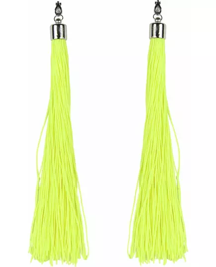 Boucles d'oreilles franges jaunes fluo adulte