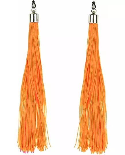 Boucles d'oreilles franges orange fluo adulte