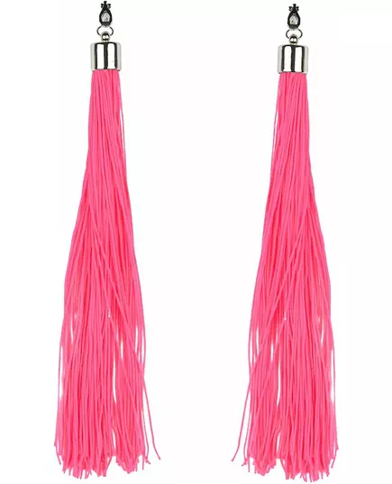 Boucles d'oreilles franges rose fluo adulte