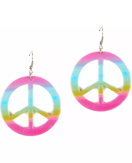 Boucles d'oreilles peace et love multicolores plastique adulte