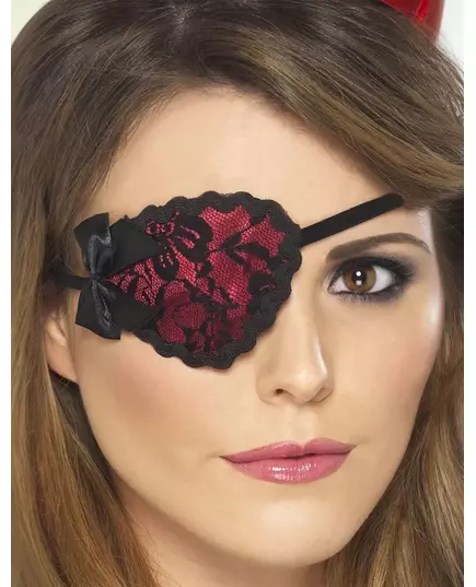 Cache oeil rouge dentelle femme
