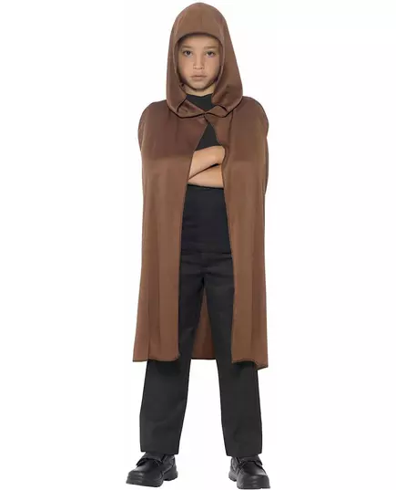 Bruine cape met capuchon voor kinderen