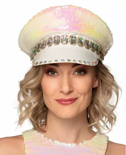 Casquette à sequins réversibles nacre et blanc adulte