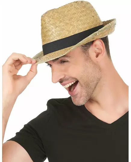 Chapeau borsalino en paille et bande noire adulte