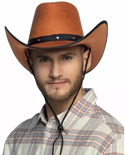 Chapeau cowboy marron à bordures noires adulte