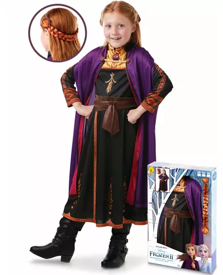 Coffret déguisement et tresse Anna La reine des neiges 2™ fille, Taille: 3–4 ans (90 à 104 cm)