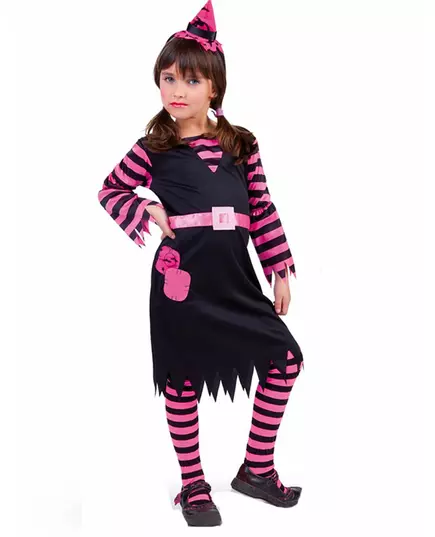 Déguisement sorcière noire et rose fille, Taille: 7–8 ans (122 à 128 cm)