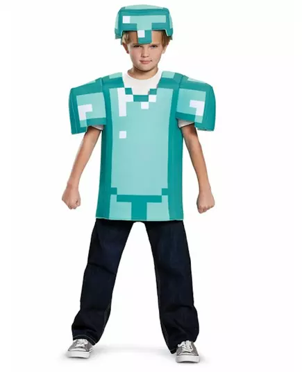 Minecraft™ pantser kostuum voor kinderen, Maat: 7–8 jaar (124–136 cm)