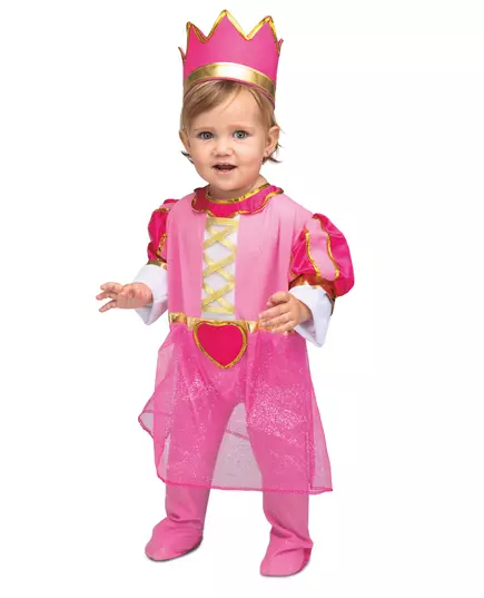 Déguisement avec couronne princesse rose bébé, Taille: 7–12 mois(74–80 cm)