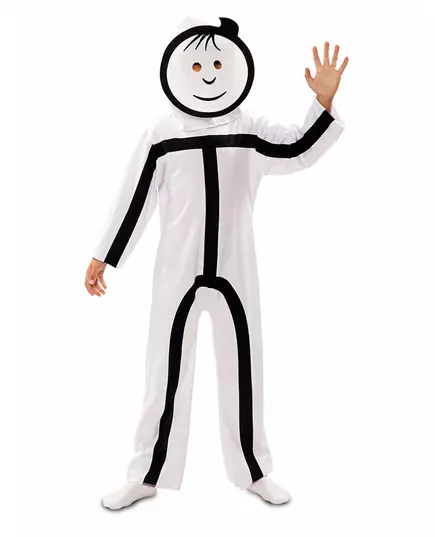 Déguisement avec masques Stickman enfant, Taille: 3–4 ans(92–104 cm)