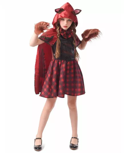 Déguisement chaperon loup garou fille, Taille: 10–12 ans (130–140 cm)