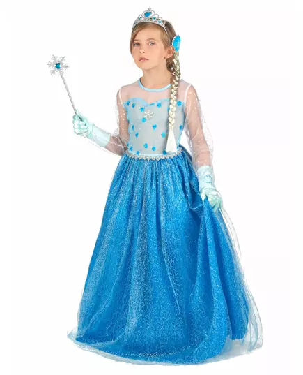 Déguisement et accessoires de princesse des glaces bleue fille, Taille: 10–12 ans