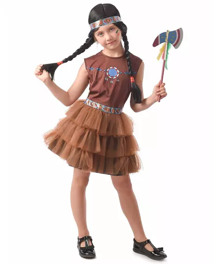 Chique Indiase vermomming voor meisjes, Maat: 10–12 jaar (130–140 cm)