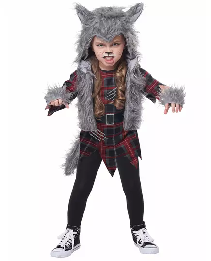 Déguisement loup garou gris luxe fille, Taille: 3–4 ans (101 cm)