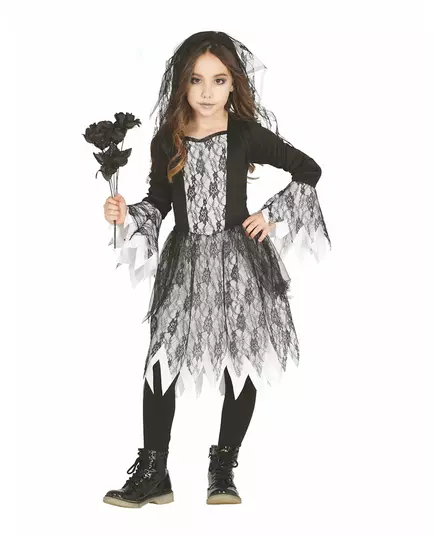 Déguisement mariée morte vivante dentelle fille, Taille: 3–4 ans (95–105 cm)