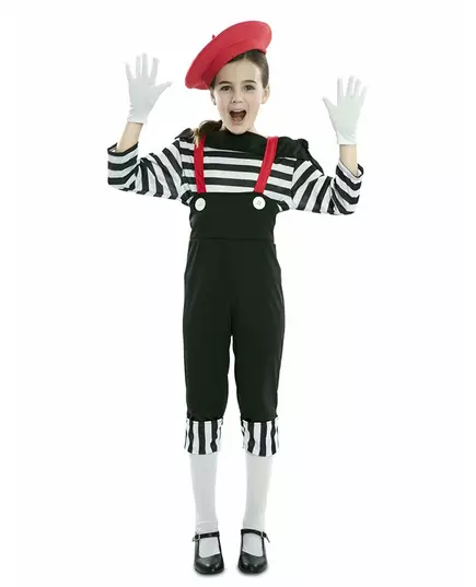 Déguisement mime pantalon fille, Taille: 3–4 ans (92–104 cm)