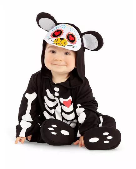 Déguisement mini ours Dia de los muertos bébé, Taille: 7–12 mois (74–80 cm)