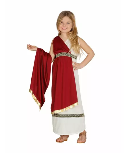 Rood Romeins prinsessen kostuum voor meisjes, Maat: 5–6 jaar (110–115 cm)