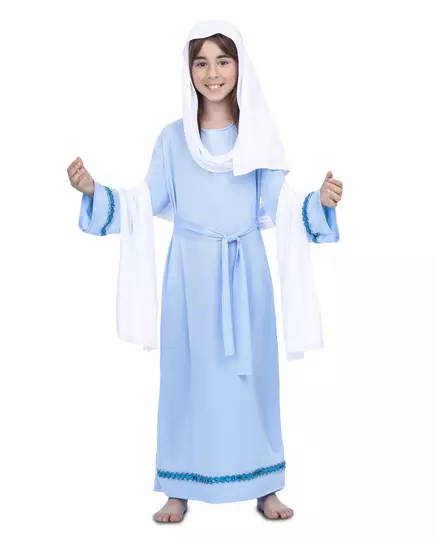 Blauw maagd Maria kostuum voor meisjes, Maat: 6 jaar (110–122 cm)
