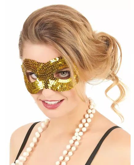 Masker met goudkleurige lovertjes voor volwassenen