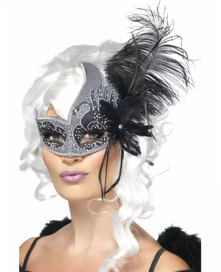 Zwart-wit Venetiaans masker voor volwassenen