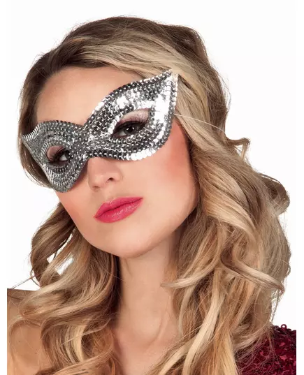 Masker met zilverkleurige lovertjes voor volwassenen