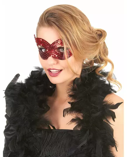 Loup vénitien avec sequins rouge adulte